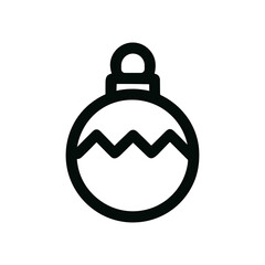Simple Outline Christmas Bauble Decoration Ornament Icon Shape