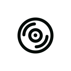 Minimalist Line Drawing Circle Sound Recording Disk Audio Technology Icon