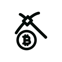 Obraz premium Minimalist Line Art Bitcoin Mining Pickaxe Icon Illustration Symbol