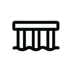 Simple Line Drawing Pier Icon Outline Symbol Black and White