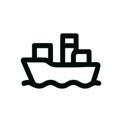 Simple Line Art Ship Container Vessel Cargo Transportation Icon