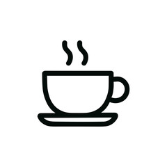 Simple Outline Coffee Cup with Steam Line Art Icon Illustration
