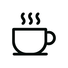 Minimalist Outline Coffee Cup with Steam Simple Black Line Icon
