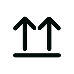 Minimalist Two Upward Arrows with Base Line for Package Handling Icon