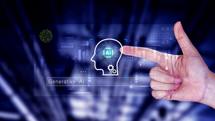 AI generative concept, using technology generative AI for working tools. Chat with AI, using...