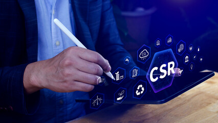 CSR, Corporate social Responsibility concept, global ecology, responsive business organization,...