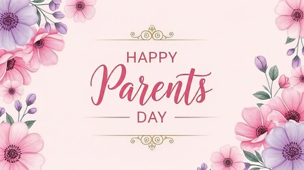 Happy Parents Day Elegant Floral Greeting Card Design
