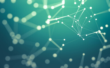 Abstract background. Molecules technology with polygonal shapes, connecting dots and lines. Connection structure. Big data visualization.