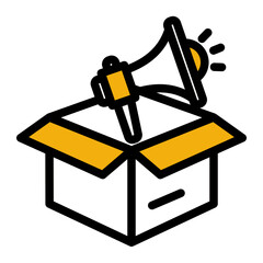 Product Reveal and Promotional Unboxing Icon (Outline Color Lineal style)