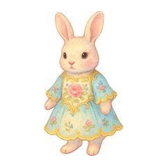 Obraz premium PNG Charming rabbit in floral dress