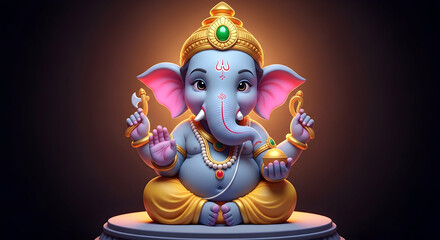 Radiant Ganesha Idol, Divine Ganapati with Axe and Modak, Ganesh Chaturthi Blessings, Vinayak, Bappa Morya