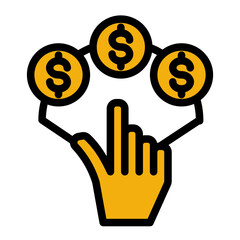 Cost Per Acquisition and Click Revenue Icon (Solid Color Lineal style)