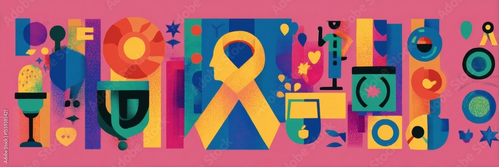 Poster rights and representation icons create a vibrant ribbon design symbolizing diversity and inclusivene