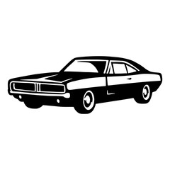 Obraz premium Classic Muscle Car Illustration Vintage American Coupe Design