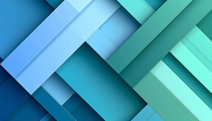青と緑の幾何学模様のイラスト。3D。立体的なブロックスタイル。Blue and green geometric illustration. 3D. Three-dimensional block style.