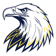 Obraz premium Fierce Bald Eagle Head Vector Logo Aggressive American Patriot Mascot Illustration for Sports Team, Military Badge, and Brand Identity Design