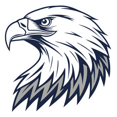 Obraz premium Fierce Bald Eagle Head Vector Logo Aggressive American Patriot Mascot Illustration for Sports Team, Military Badge, and Brand Identity Design