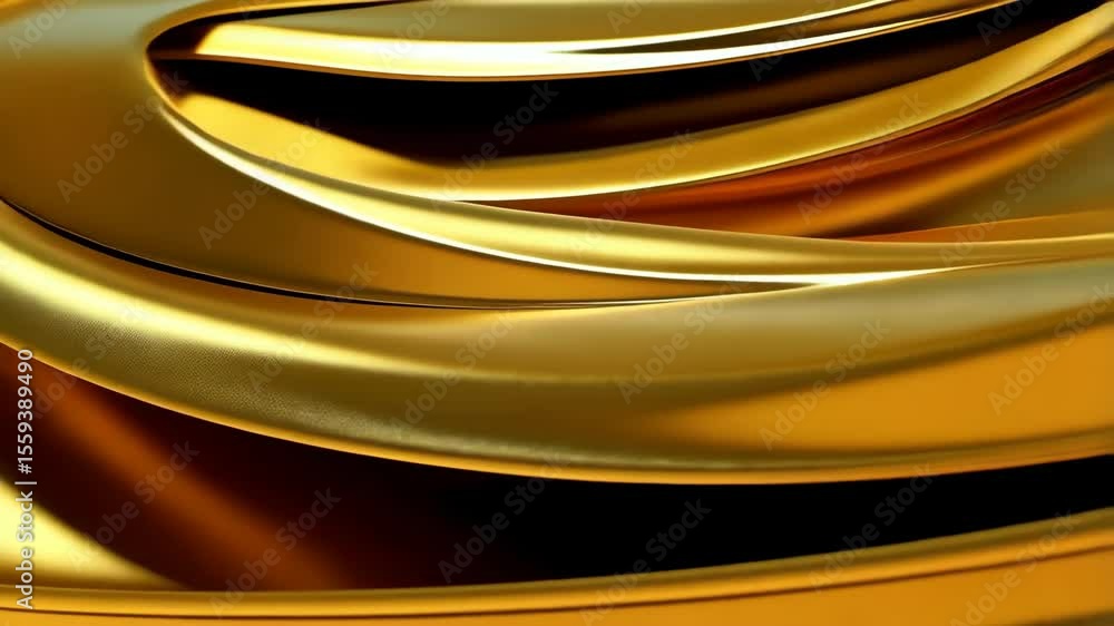 Poster abstract golden satin cloth folds forming wavy pattern with dark gaps creating dynamic elegant backg