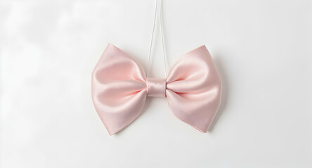 Pink Satin Bow Necklace Pendant on White Background for Fashion Accessories