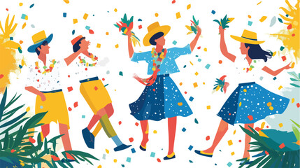 Colorful Festive Junina Postcard Flat Vector Illustration