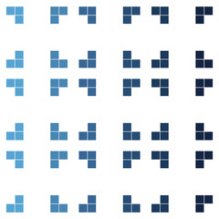 Geometric seamless pattern with blue gradient checkered squares, suitable for digital backgrounds, textiles, packaging, web and other graphic designs.