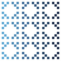 Geometric seamless pattern with blue gradient checkered squares, suitable for digital backgrounds, textiles, packaging, web and other graphic designs.
