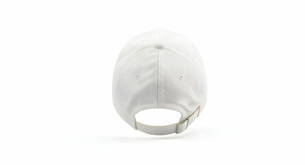White Baseball Cap Back View in Minimalist Studio Setting
