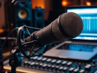 Professional Microphone Setup in Recording Studio