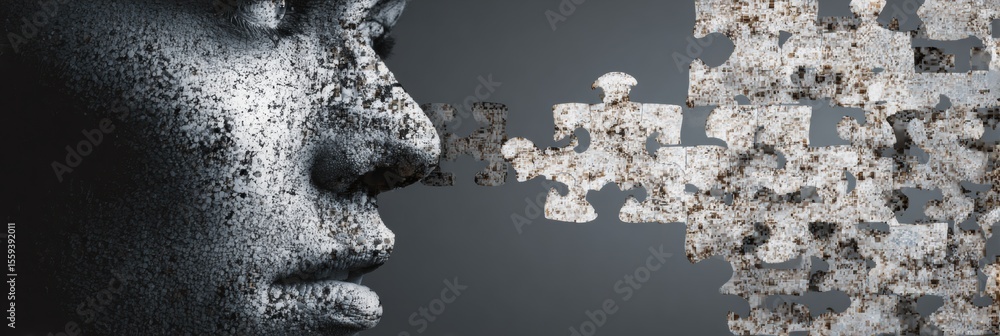 Poster unlocking the mind through puzzle pieces and creativity in a thought-provoking visual metaphor