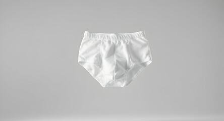 Obraz premium White Satin Baby Shorts on Light Gray Background for Children's Clothing