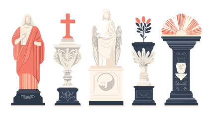 Flat Vector Memorial Icons Illustration