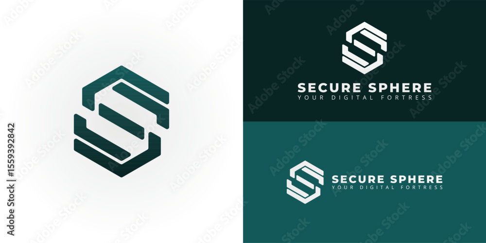Fototapete a modern hexagonal emblem for technology and cybersecurity firms. the integrated ss stands for secur