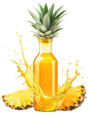 Pineapple vinegar splash isolated on transparent background

