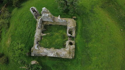 The ruins of Pendragon Castle in Mallerstang Dale, near Kirkby Stephen, Cumbria, UK. According to...
