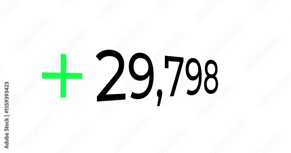 Aufkleber video of counting numbers up to 1 million with a plus symbol icon on a white background
