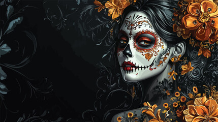 Dia de los Muertos card with calligraphy and floral design