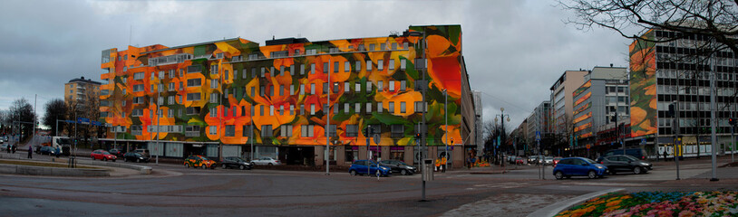 Urban facade reimagined with layered photographic textures – original photo composite using artist’s own images. 
Fictional reinterpretation of a real urban location. All elements created from the art