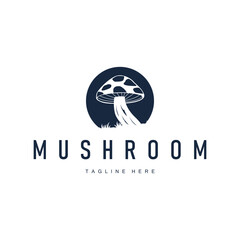 mushroom logo with minimalist black silhouette concept as a symbol of natural plants and food ingredients mushroom icon template for product brand, plantation, businesses, garden, farm