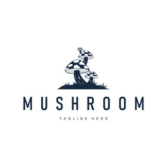 mushroom logo with minimalist black silhouette concept as a symbol of natural plants and food ingredients mushroom icon template for product brand, plantation, businesses, garden, farm