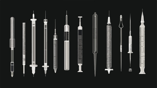 Medical Disposable Syringe Flat Vector Illustration