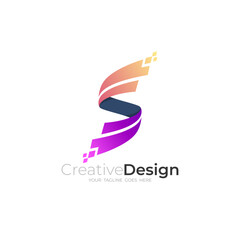 Letter S logo and pixel design combination, technology logos