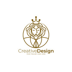 logo of a beautiful queen wearing a crown, a symbol of the power of a queen
