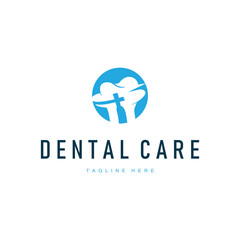 Dental care logo concept, with a simple minimalist concept as a symbol of dental health and dental care template for dental clinics, businesses, product brand