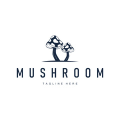 mushroom logo with minimalist black silhouette concept as a symbol of natural plants and food ingredients mushroom icon template for product brand, plantation, businesses, garden, farm