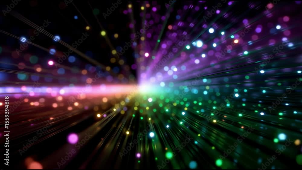 Poster colorful light patterns create a mesmerizing experience in a digital space at a virtual event