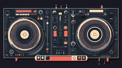 Professional Isolated Music Turntable Vector Illustration
