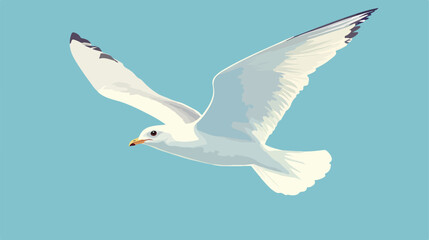 Obraz premium Flying Seagull Bird Flat Vector Illustration
