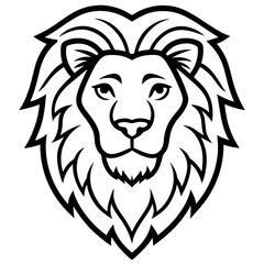 Fototapeta premium Lion Head Logo Vector Fierce Modern Animal Mascot | Bold Line Art King of Jungle Emblem for Branding, Sports, Tattoo, T-shirt, Shield, Esports