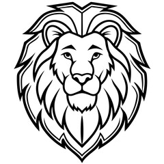 Obraz premium Lion Head Logo Vector Fierce Modern Animal Mascot | Bold Line Art King of Jungle Emblem for Branding, Sports, Tattoo, T-shirt, Shield, Esports