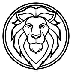 Fototapeta premium Lion Head Logo Vector Fierce Modern Animal Mascot | Bold Line Art King of Jungle Emblem for Branding, Sports, Tattoo, T-shirt, Shield, Esports